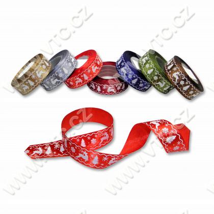 Satin ribbon 25 mm reindeer