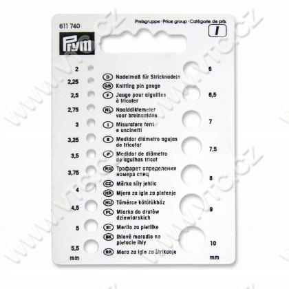 Knitting pin gauge