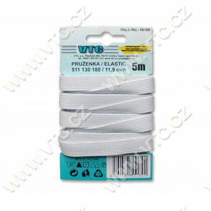 Standard elastic 11,9 mm white - card 5 m