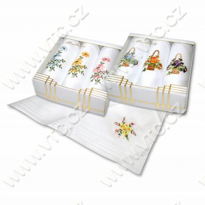 Ladies handkerchief embroidered - 3pcs/box