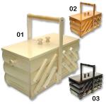 Wooden sewing box folding