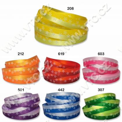 Satin ribbon 15 mm flowers