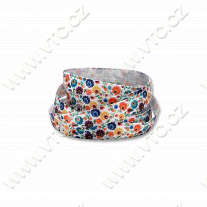 Printed satin ribbon 10 mm Flowers