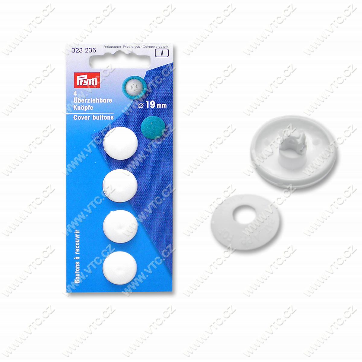4 Überziehbare Knöpfe 19 mm Weiss von Prym 323 236