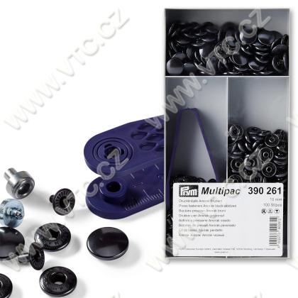 Gombík stáčací ANORAK 15 mm ČIERNY NIKEL 100 ks
