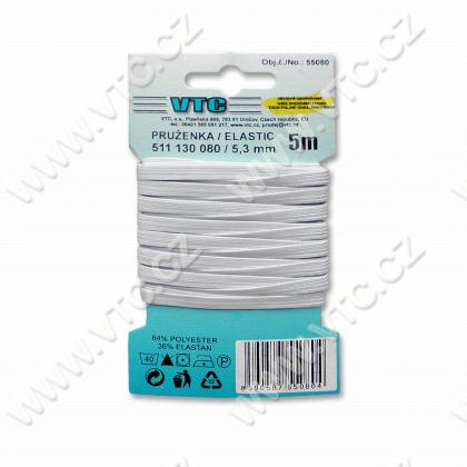 Standard elastic 5,3 mm white - card 5 m