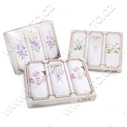 Ladies handkerchief embroidered - 3pcs/box