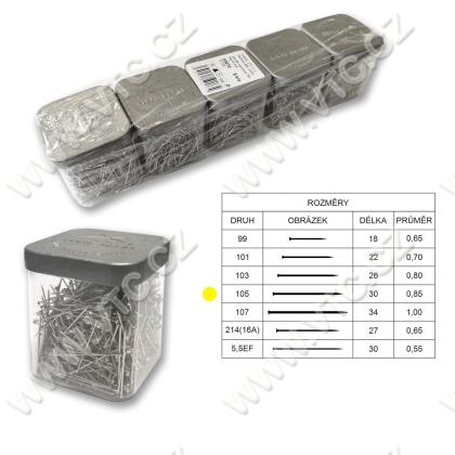 Pins 105,50g plastic box, rustproof