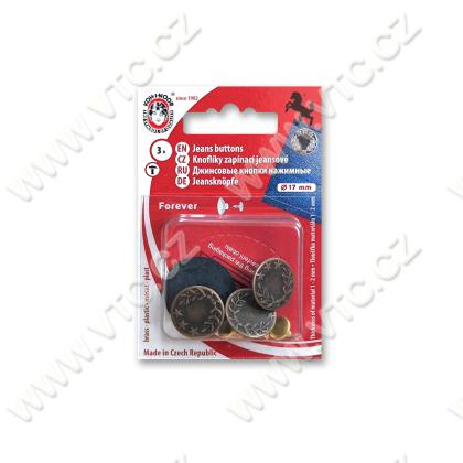 Jeans buttons FOREVER 7 ant.copper, ant.nickel - card