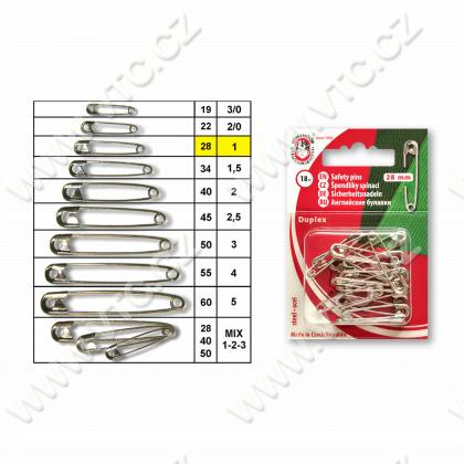 Špendlík zatvárací veľ. 1 nikel - blister